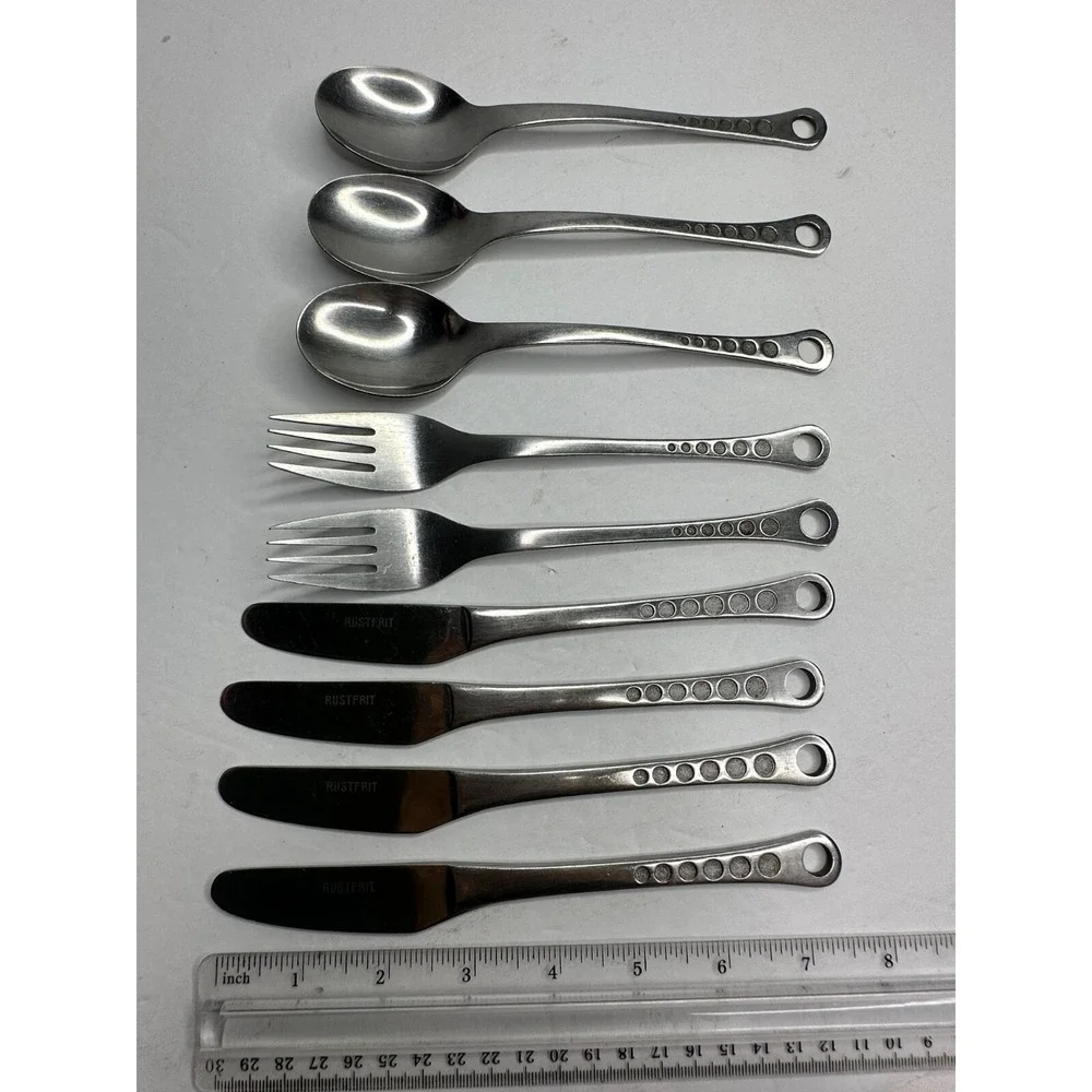 Rustfrit Sweden Circles Stainless Flatware Replacement Fork Knife Spoon‎ 9 Pc